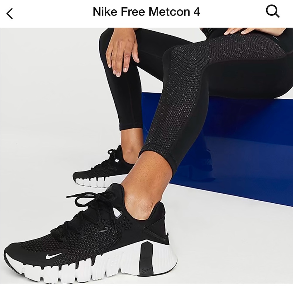 Nike Free Metcon 4 Black/White Women’s size 9